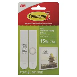 3m Command Large Picounture Hanging Strips White - Each