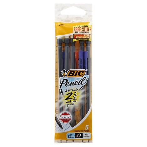 slide 1 of 1, Bic Pencils Mechanical No. 2 Fine 0.5 Mm, 5 ct