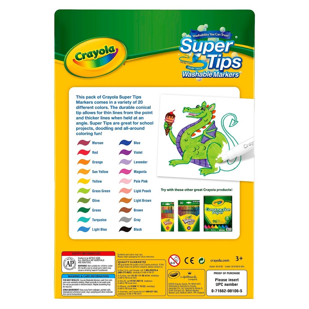 slide 8 of 9, Crayola 20ct Super Tips Washable Markers, 20 ct
