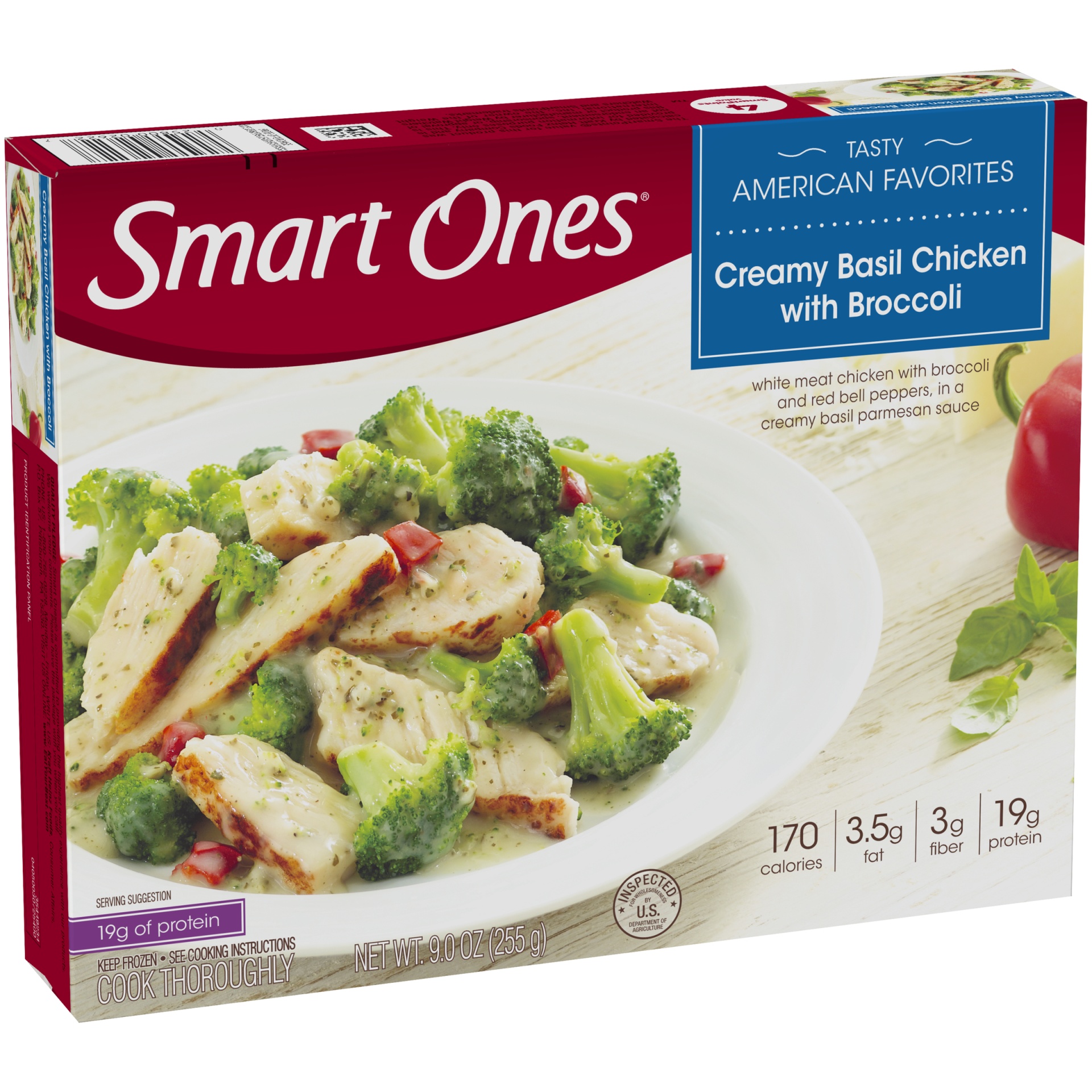 slide 2 of 6, Smart Ones Tasty American Favorites Creamy Basil Chicken with Broccoli, 9 oz