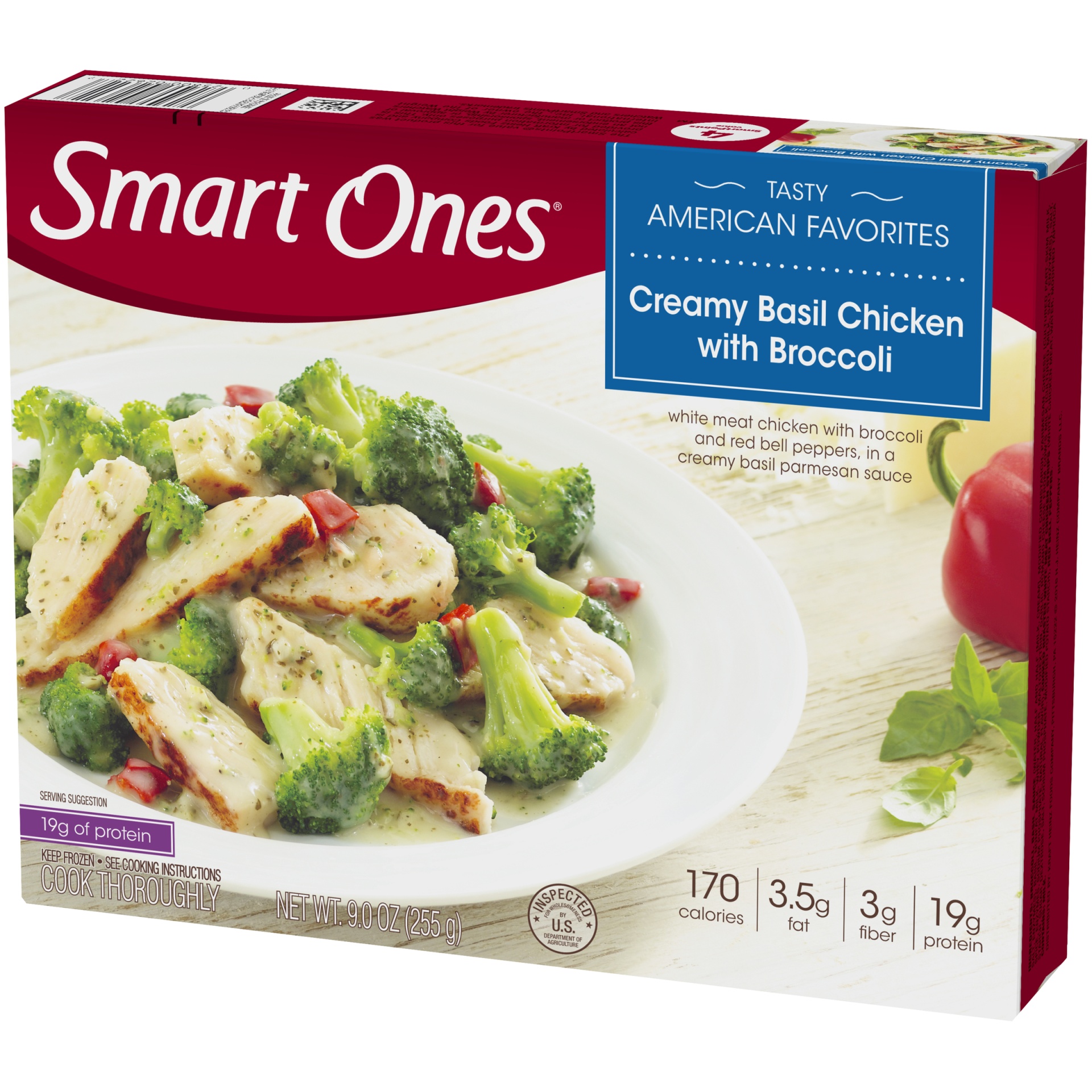 slide 3 of 6, Smart Ones Tasty American Favorites Creamy Basil Chicken with Broccoli, 9 oz