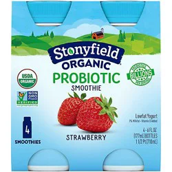 Stonyfield Organic Probiotic Strawberry Lowfat Yogurt Smoothie - 4-6 Fl. Oz.