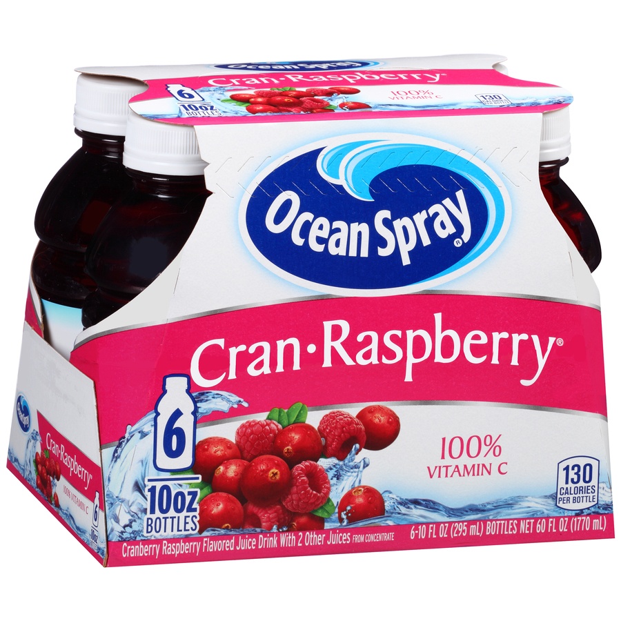 slide 3 of 8, Ocean Spray Cran-Raspberry Juice, 6 ct; 10 fl oz