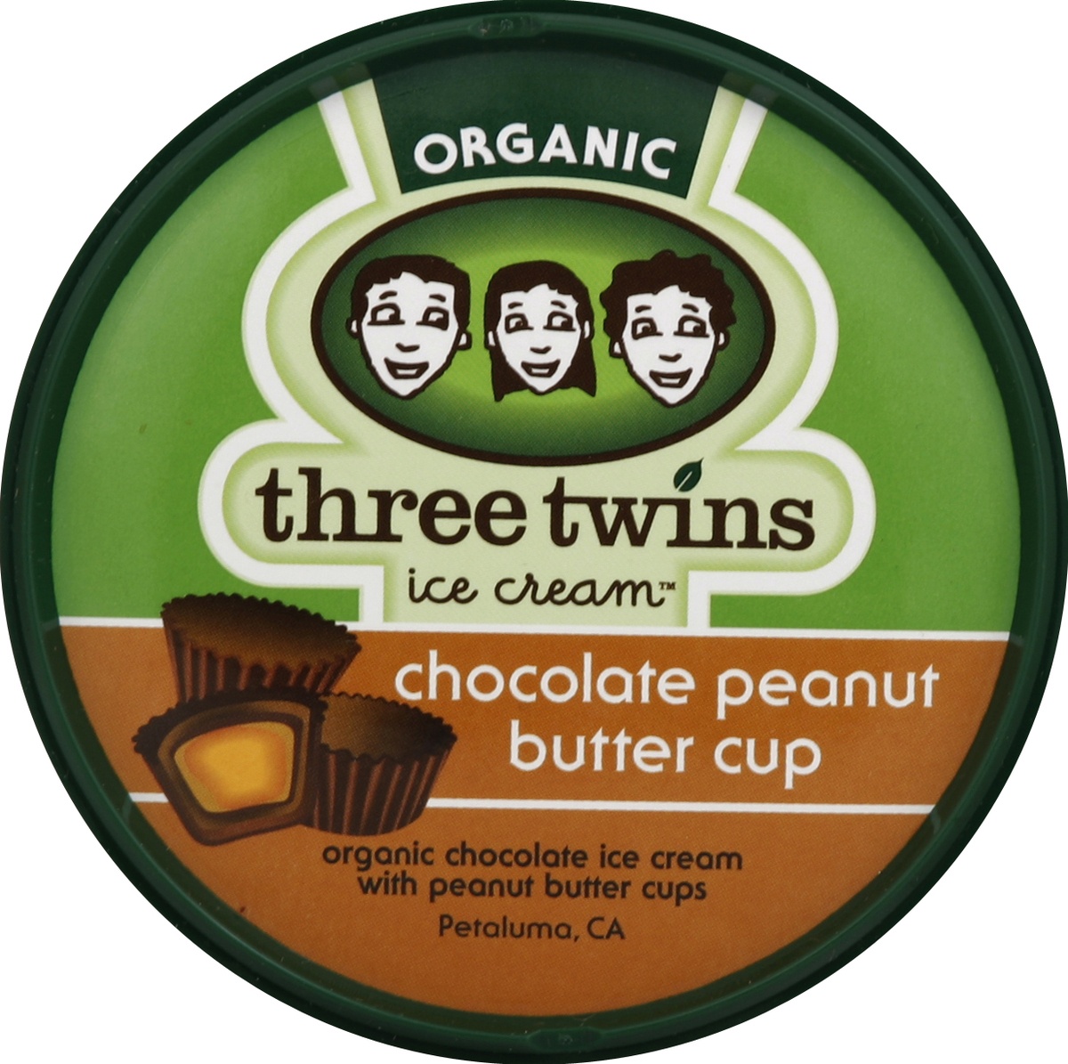 slide 2 of 3, Three Twins Chocolate Peanut Butter Cup Ice Cream, 1 pint