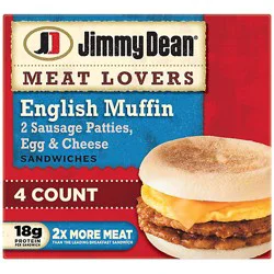 Jimmy Dean Meat Lovers English Muffin Sandwiches 4 Count