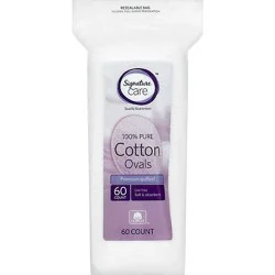 Signature Select Oval Cotton Pads - 60 Count