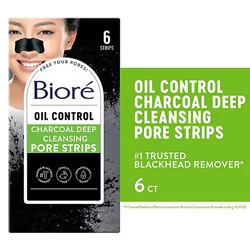 Biore Charcoal Deep Cleansing Blackhead Remover Pore Strips Nose Strips - 6 Count