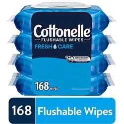 Cottonelle Fresh Care Flushable Wet Wipes 4 Flip-Top Packs With 42 Wipes Per Pack