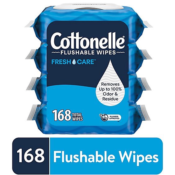 slide 1 of 1, Cottonelle Fresh Care Flushable Wet Wipes 4 Flip-Top Packs With 42 Wipes Per Pack, 168 ct