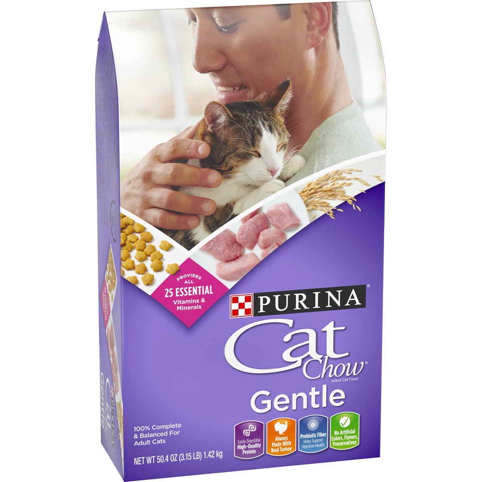 slide 2 of 9, Cat Chow Purina Cat Chow Gentle Dry Cat Food, Sensitive Stomach + Skin - 3.15 lb. Bag, 3.15 lb