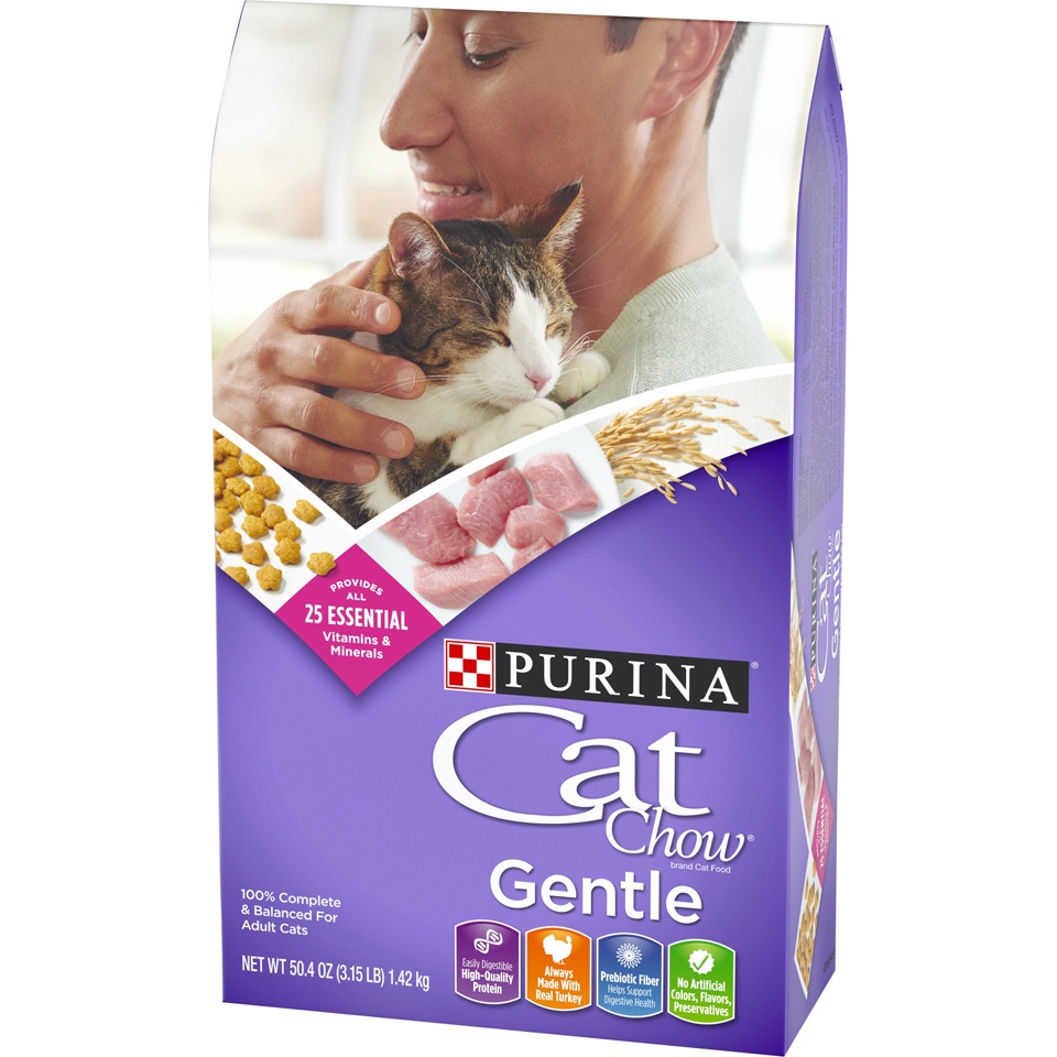 slide 3 of 9, Cat Chow Purina Cat Chow Gentle Dry Cat Food, Sensitive Stomach + Skin - 3.15 lb. Bag, 3.15 lb