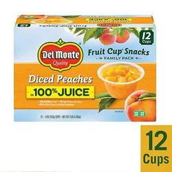 Del Monte Diced Peaches In 100% Juice Fruit Cup Snacks - 12 - 4 Oz