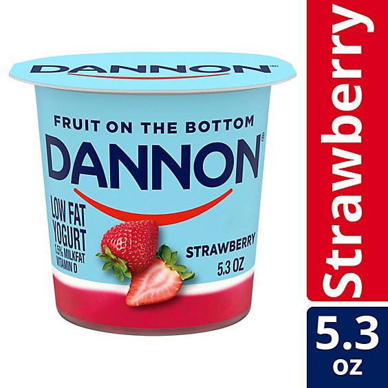 slide 1 of 15, Dannon Fruit On The Bottom Strawberry Low Fat Yogurt 5.3 Oz, 5.3 oz