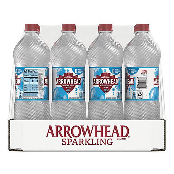 slide 1 of 1, Arrowhead Spring Water Mountain Sparkling Plain - 12 Count, 12 ct; 1 liter