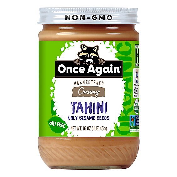 slide 1 of 1, Once Again Tahini Spread Organic Unsweetend & Salt Free - 16 Oz, 16 oz