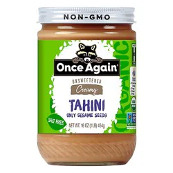 Once Again Tahini Spread Organic Unsweetend & Salt Free - 16 Oz