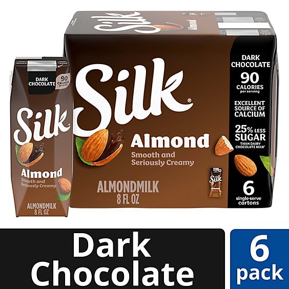 slide 1 of 3, Silk Shelf-Stable Dark Chocolate Almond Milk Singles Multipack 6-8 Fl. Oz., 6 ct; 8 fl oz