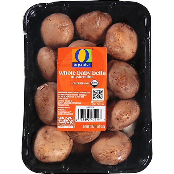 slide 1 of 1, O Organics Mushrooms Baby Bella - 16 Oz, 16 oz