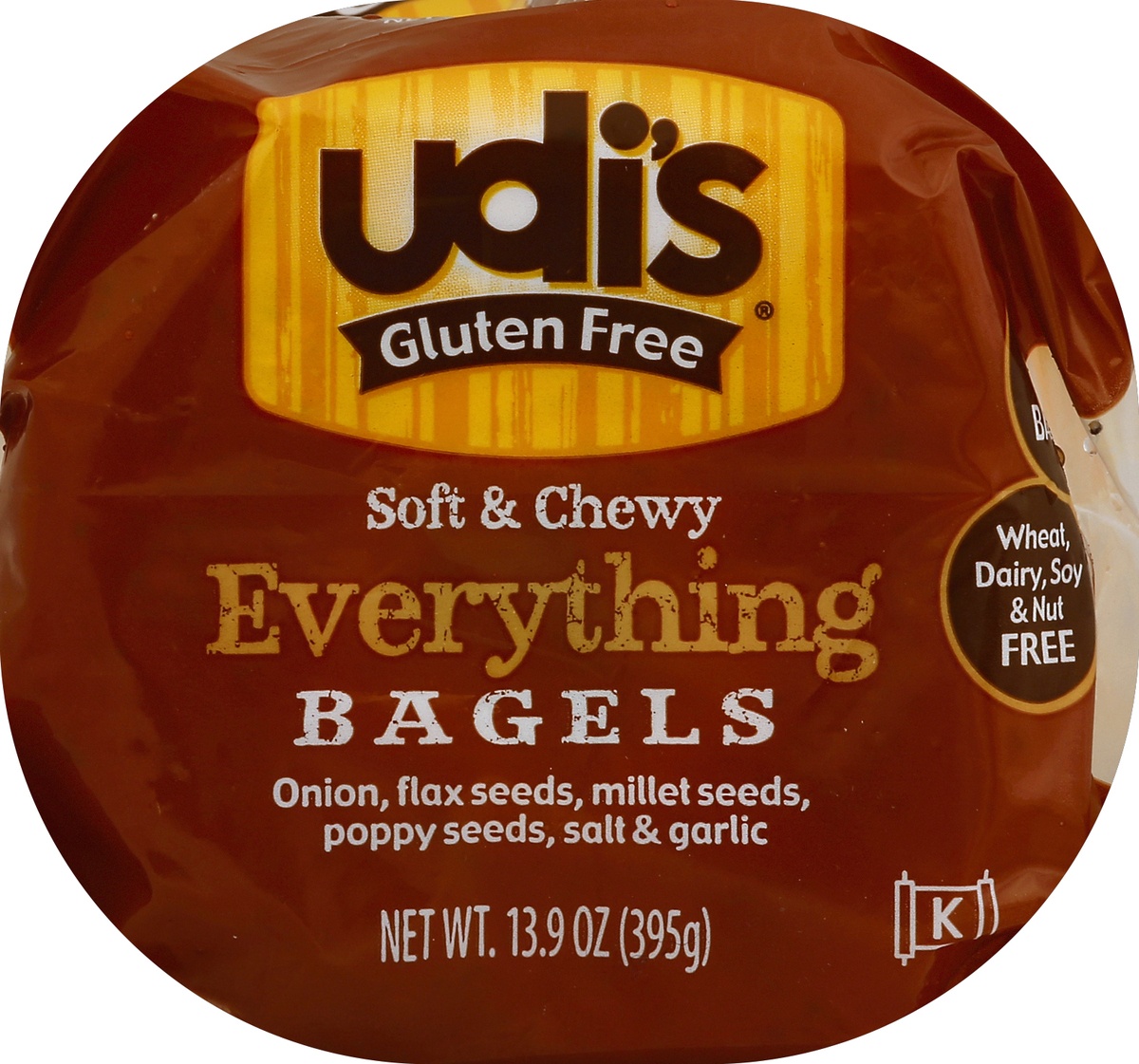 slide 3 of 5, Udi's Gluten Free Soft & Chewy Everything Bagels 5 ea, 5 ct