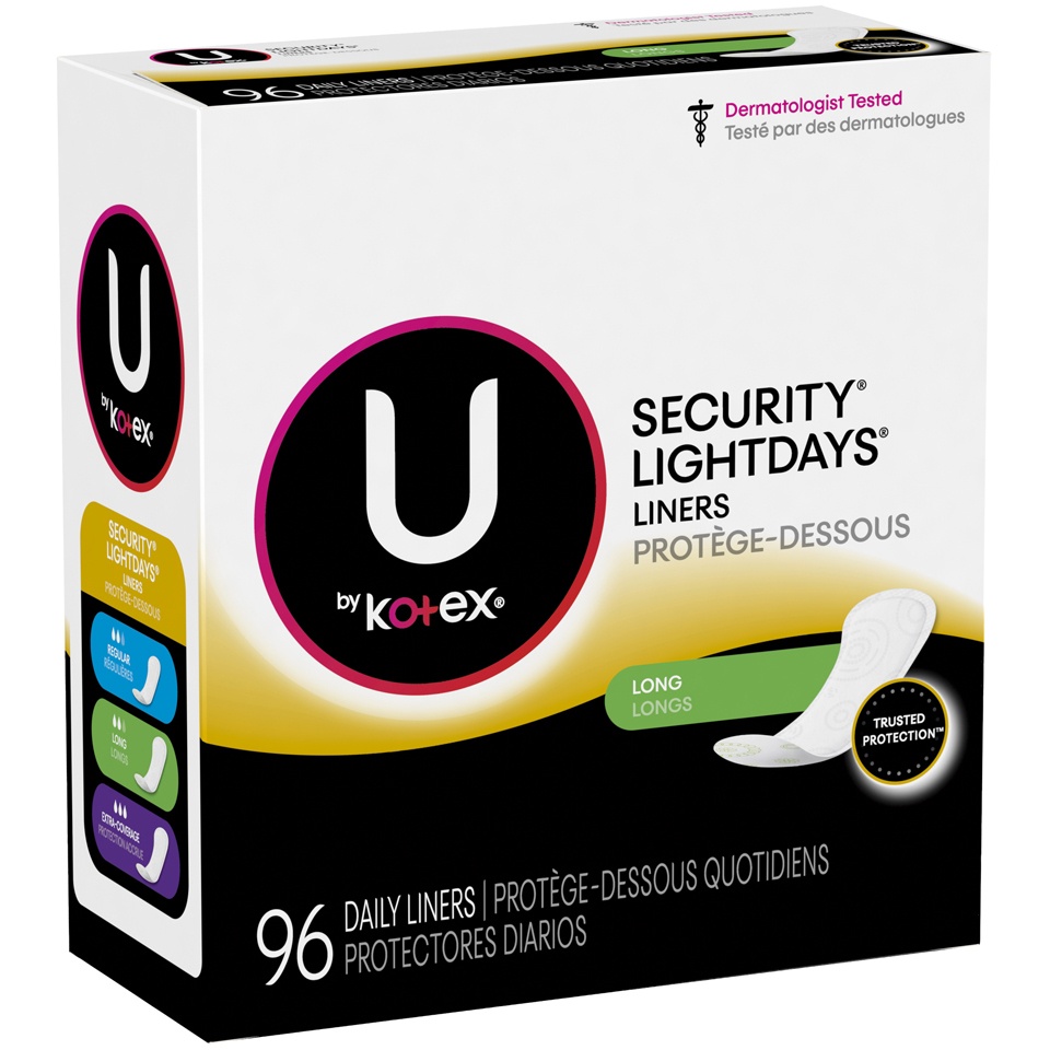 slide 2 of 3, U by Kotex Clean & Secure Fragrance Free Panty Liners - Light Absorbency - 96ct, 96 ct