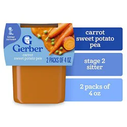 Gerber 2nd Foods Carrot Sweet Potato Pea Tubs Multipack - 2-4 Oz