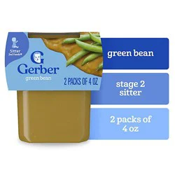Gerber 2nd Foods Natural Green Bean Baby Food Tub - 2-4 Oz