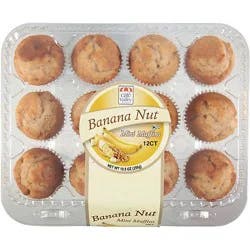 Cafe Valley Mini Banana Nut Muffin 12 Count - 10.5 Oz