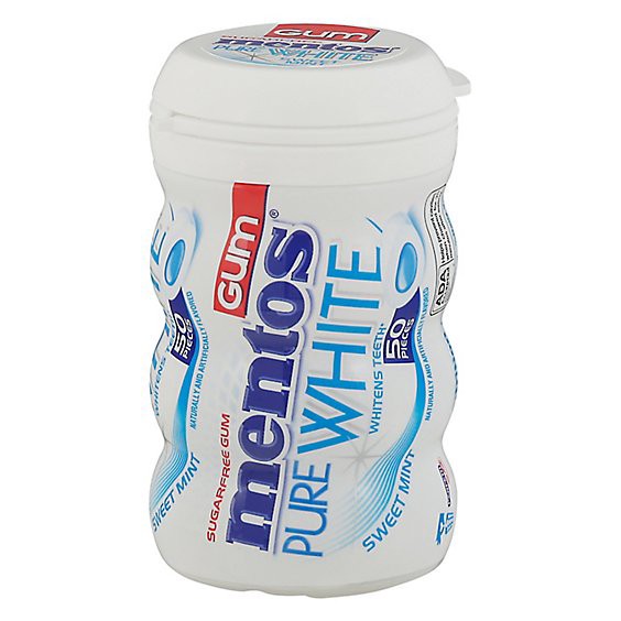 slide 1 of 1, Mentos Pure White Chewing Gum Sugarfree Sweet Mint - 50 Count, 50 ct