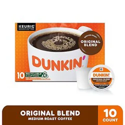 Dunkin' Original Blend Medium Roast Coffee Keurig K-Cup Pods - 10 Count