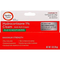 Signature Select/care Cream Anti Itch Hydrocortisone 1% Plus Moisturizers Maximum Strength - 1 Oz