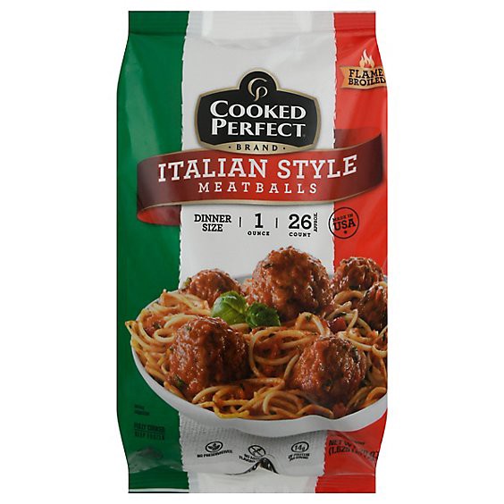 slide 1 of 1, Cooked Perfect Meatballs Dinner Size Italian Style - 26 Oz, 26 oz