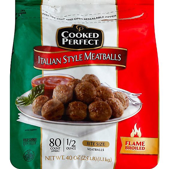 slide 1 of 5, Cooked Perfect Italian Style Meatballs, 40 oz