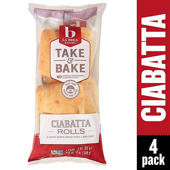 slide 1 of 1, La Brea Bakery Take & Bake Bread Rolls Ciabatta - 4-3 Oz, 12 oz