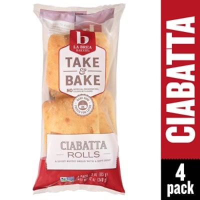 slide 1 of 1, La Brea Bakery Take & Bake Ciabatta Bread Rolls 4 Count - 3 Oz Each, 12 oz