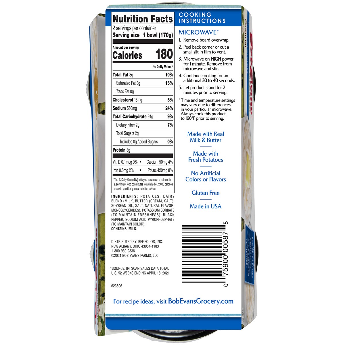 slide 4 of 9, Bob Evans Mashed Potatoes Singles 2 Count - 12 Oz, 12 oz