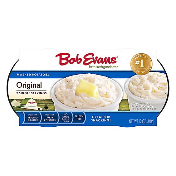 slide 1 of 9, Bob Evans Mashed Potatoes Singles 2 Count - 12 Oz, 12 oz