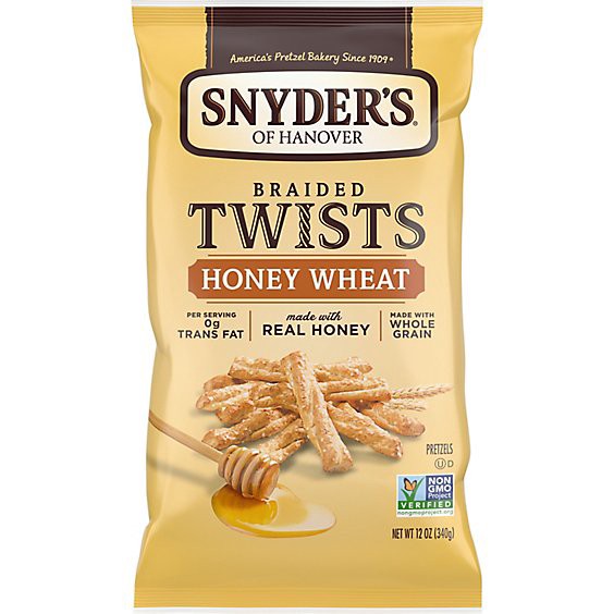 slide 1 of 1, Snyder's Of Hanover Honey Wheat Braided Pretzel Twists - 12 Oz, 12 oz