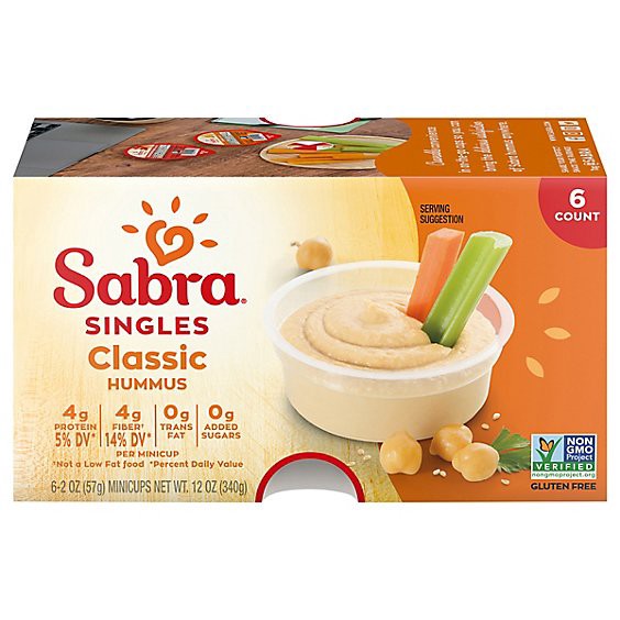 slide 1 of 1, Sabra Classic Hummus Singls - 6 Count - 2 Oz., 6 ct; 2 oz