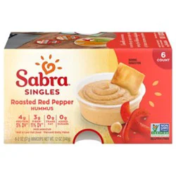 Sabra Hummus Roasted Red Pepper Singles - 6-2 Oz