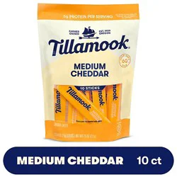 Tillamook Medium Cheddar Snack Portions Cheese 10 Count - 7.5 Oz