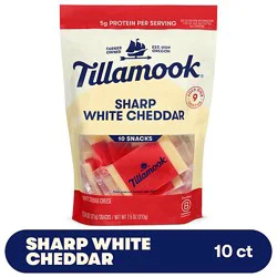 Tillamook Sharp White Cheddar Snack Portions Cheese 10 Count - 7.5 Oz