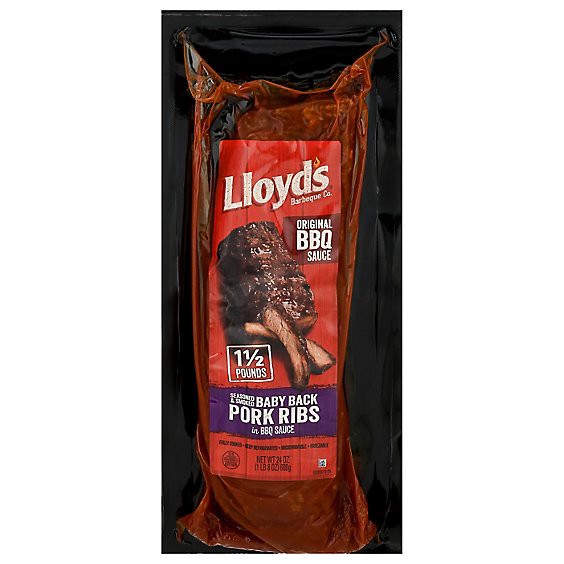 slide 1 of 1, Lloyds Pork Ribs Babyback With Bbq Sauce Original- 20.8 Oz, 24 oz