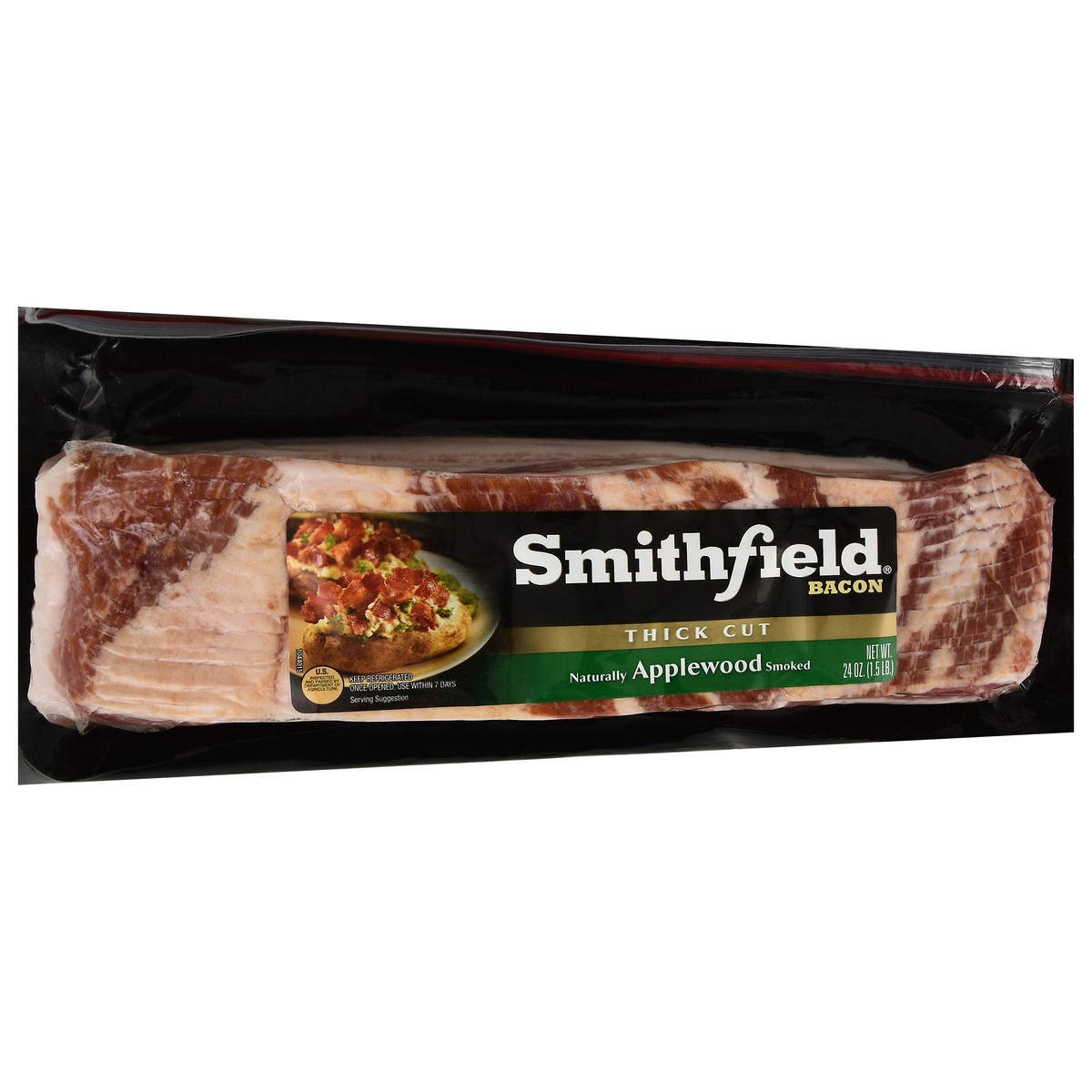 slide 5 of 14, Smithfield Naturally Applewood Smoked Bacon - 16 Oz, 24 oz