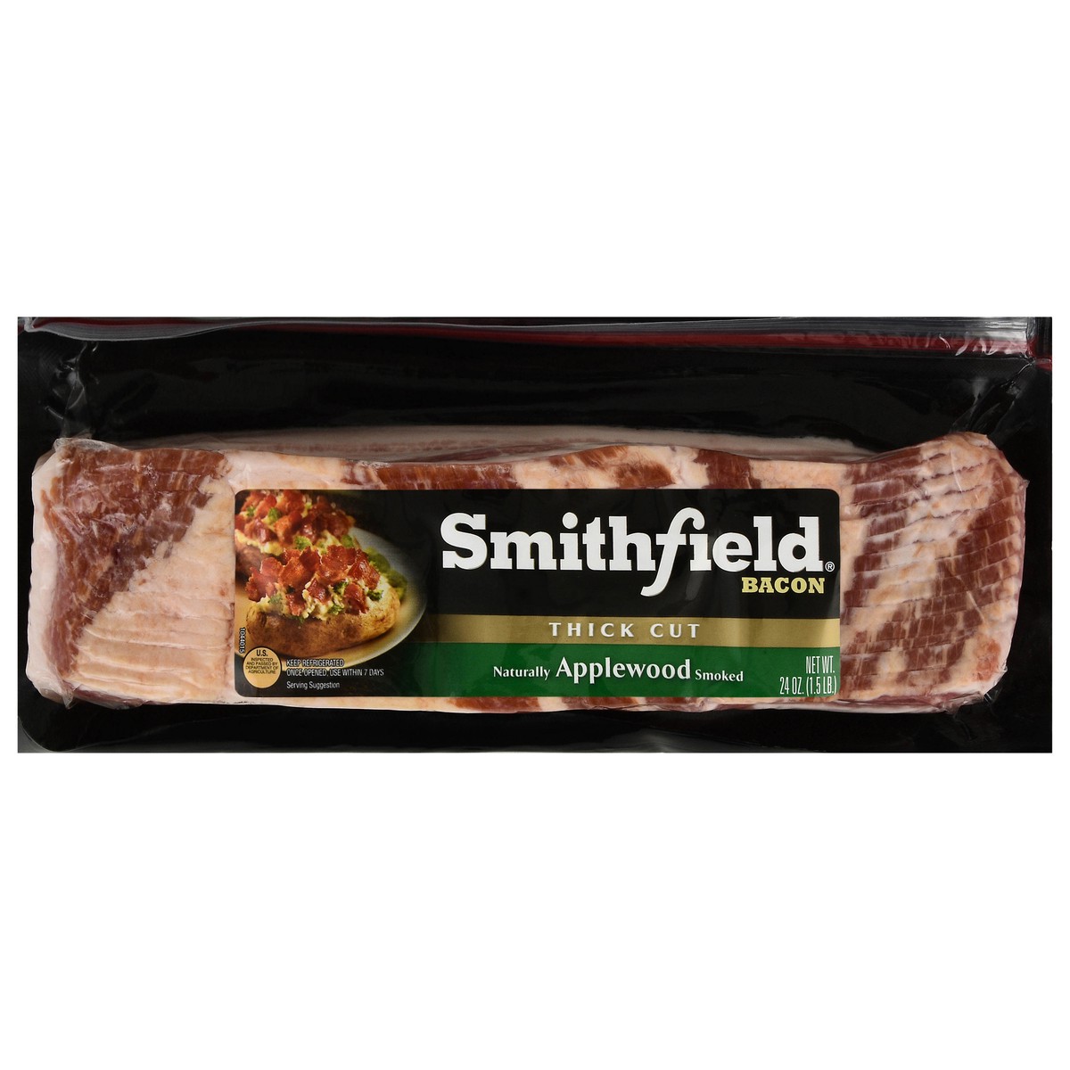 slide 12 of 14, Smithfield Naturally Applewood Smoked Bacon - 16 Oz, 24 oz
