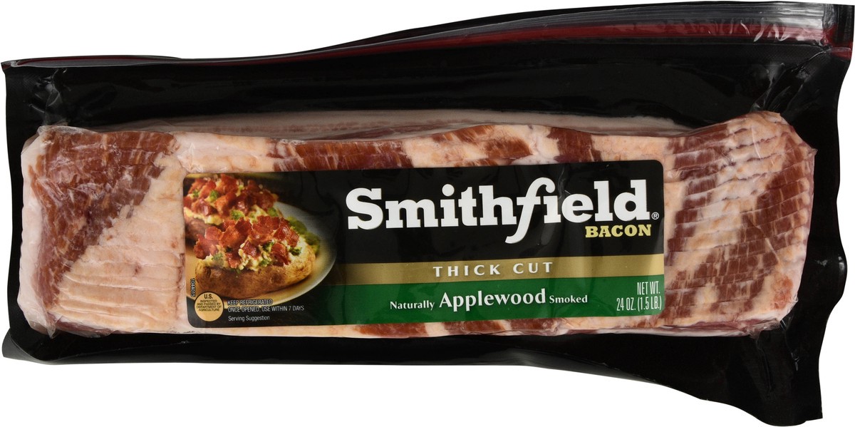 slide 2 of 14, Smithfield Naturally Applewood Smoked Bacon - 16 Oz, 24 oz
