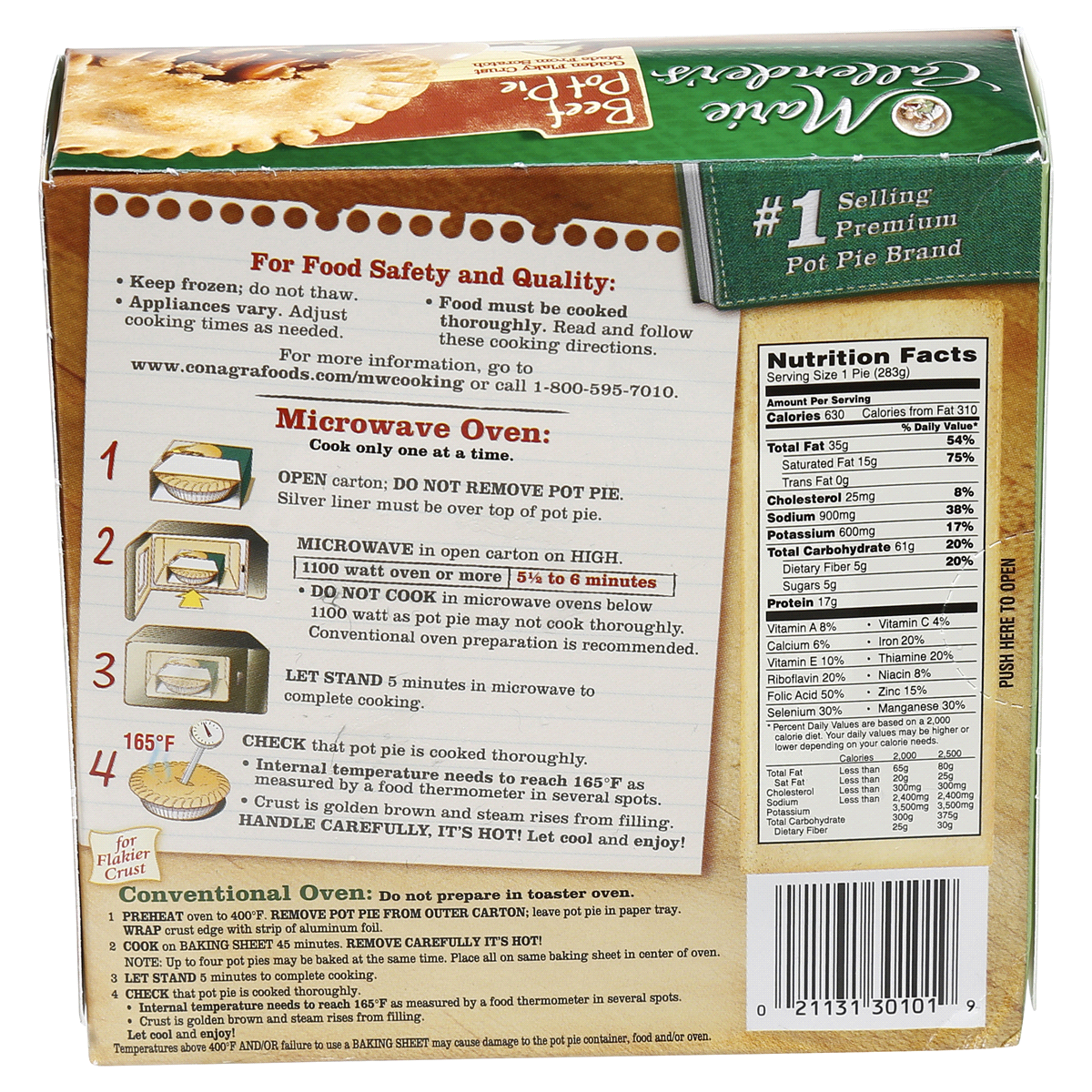 slide 2 of 6, Marie Callender's Beef Pot Pie, Frozen Meal, 10 OZ, 10 oz