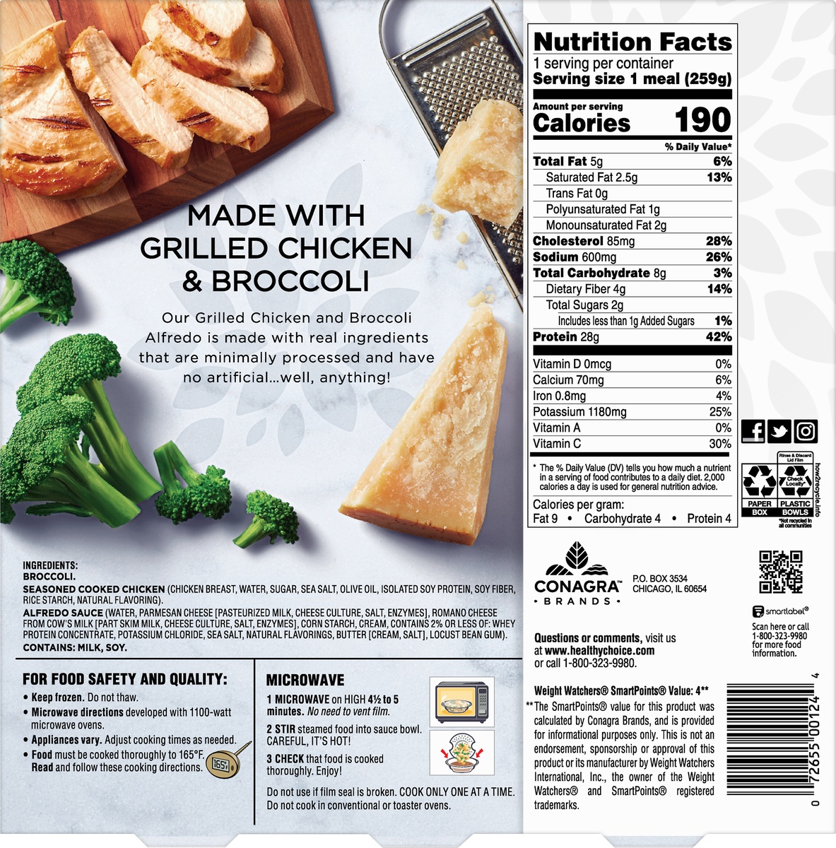 slide 10 of 10, Healthy Choice Simply Steamers Frozen Chicken Broccoli Alfredo - 9.15oz, 9.15 oz