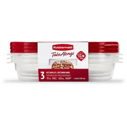Rubbermaid Take Alongs Containers + Lids Divided Rectangles With Quik Clik Seal Cups - 3 Count