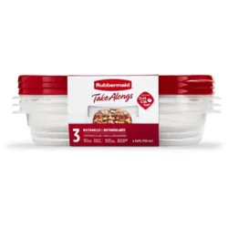 Rubbermaid Take Alongs Containers + Lids Divided Rectangles With Quik Clik Seal Cups - 3 Count