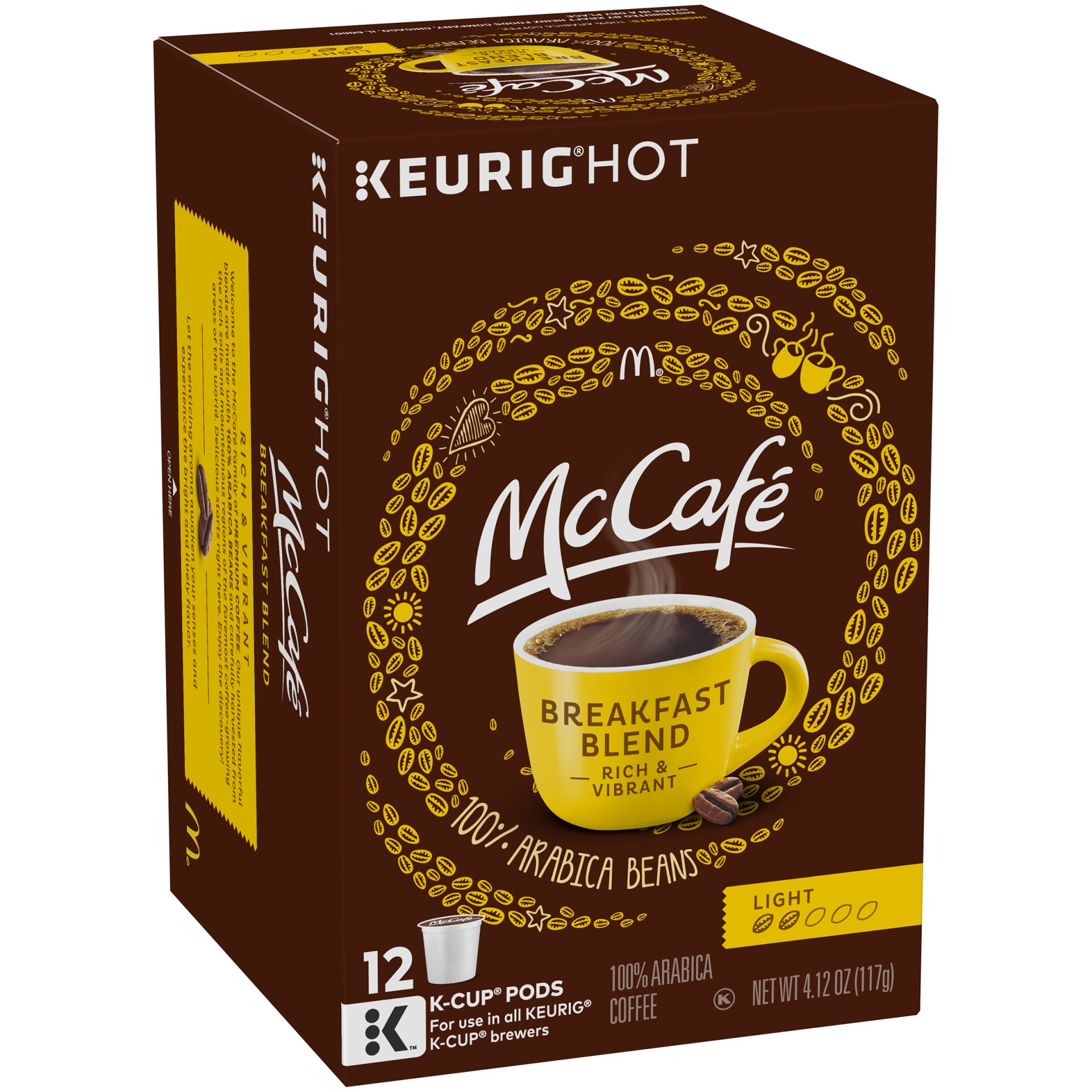 slide 5 of 8, McCafé Breakfast Blend, Single Serve Coffee Keurig K-Cup Pods, Light Roast, 12 Count, 